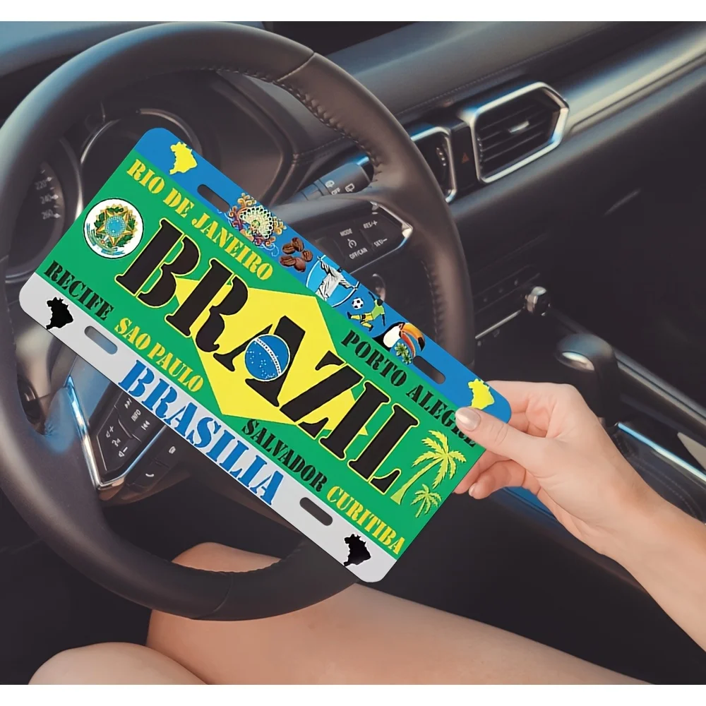 AL Brazil Cities License Plate Sign - Vintage Durable Metal Plaque Wall Decor, Home Office Bar Man Cave Wall Art