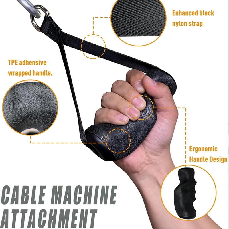 Cable Machine Attachment with Upgraded Ergonomic Gym Handles, Rope Pull Down Attachment,Exercise Handles for Home Gym Workout