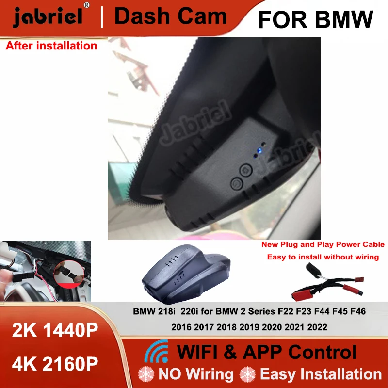 Jabriel New 4K Car DVR Wifi Dash Cam for BMW 218i  220i for BMW 2 Series F22 F23 F44 F45 F46 2016 2017 2018 2019 2020 2021 2022