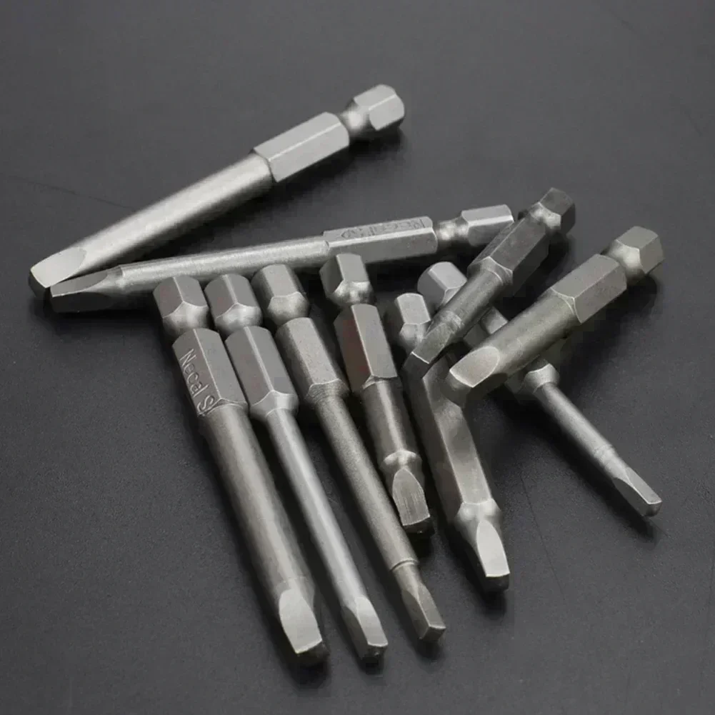 6Pcs SQ1-SQ5 Magnetic Screwdriver Bits 50mm Square Head Hex Shank Alloy Steel For Manual Electric Screwdriver Drill Tools