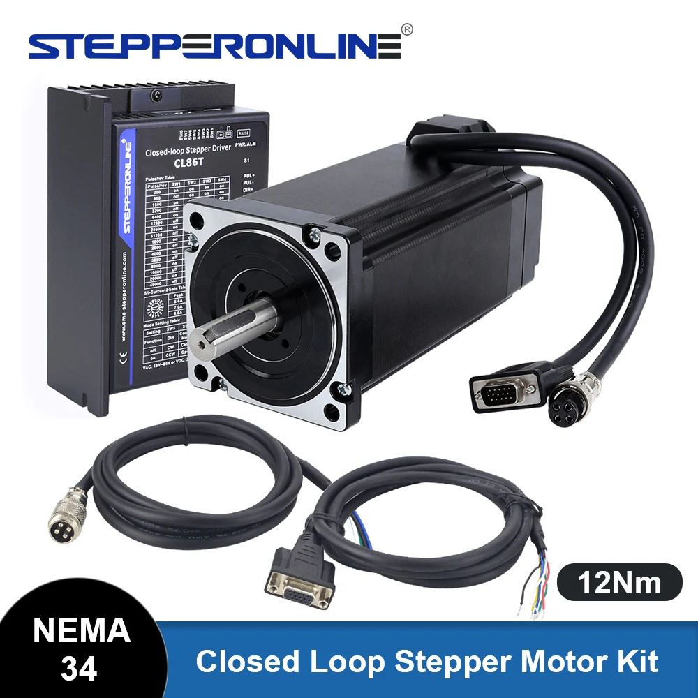 STEPPERONLINE Nema 34 Closed Loop Stepper Motor Kit TS Series 12Nm 1 Axis Nema34 Stepper Motor 1.7m Extension Cables