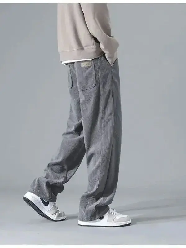 

Мужские повседневные брюки в стиле ретро: свободные, широкие, прямые штанины, из полиэстера, для осени и зимы, спортивные