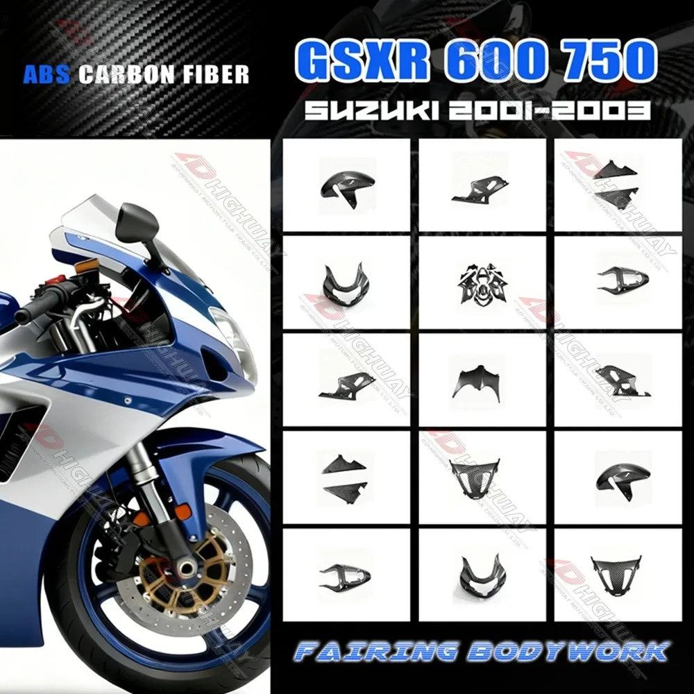 

ABS Carbon Fiber Pattern Fairing Kits For Suzuki GSXR 600 750 2001-2003 Motorcycle Fender Frame Cover Fuel Tank Side Panel