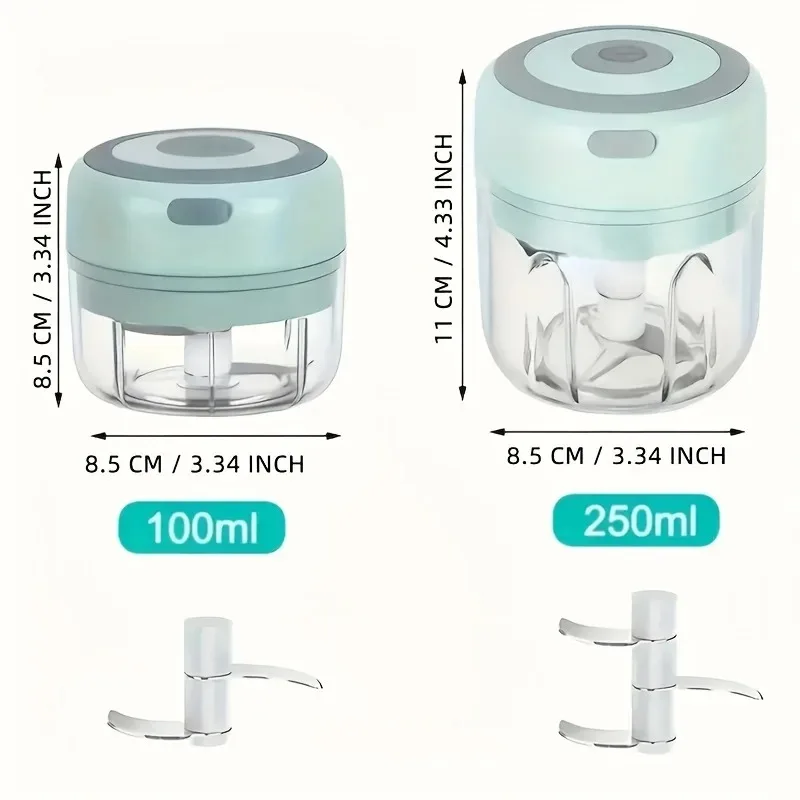 100/250ml Vegetable Chopper USB Charging Garlic Masher Small Crusher Chopper for Onion Spices Multifunctional Kitchen Utensils