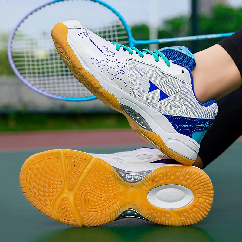 New Badminton Sport Shoes for Men Pink Gold Women Athletic Tennis Shoes Comfortable Unisex Table Tennis Sneakers Volleyball