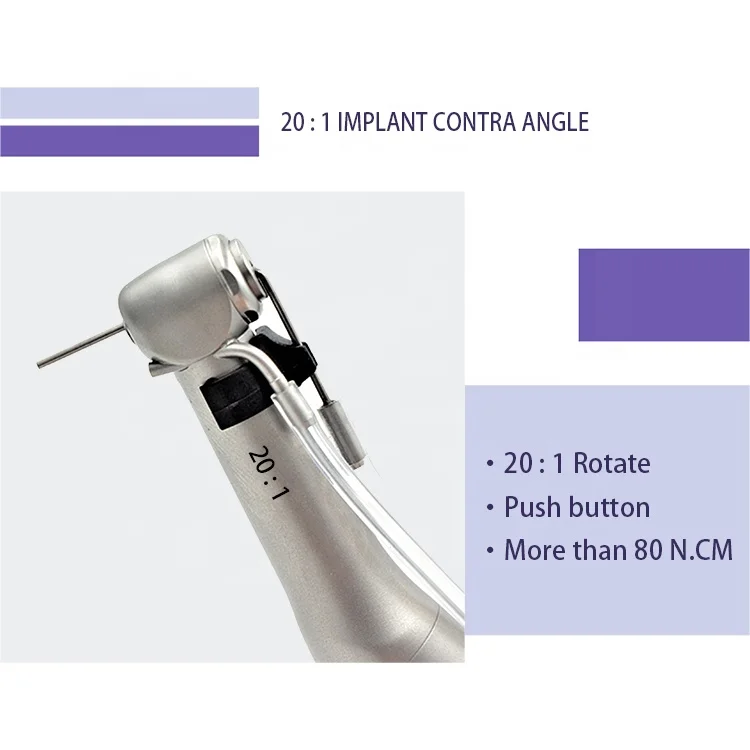 치과 임플란트 20:1 콘트라 앵글 수술용 핸드피스, 스테인리스 스틸 저속 핸드피스, 콘트라 앵글 치과 기구