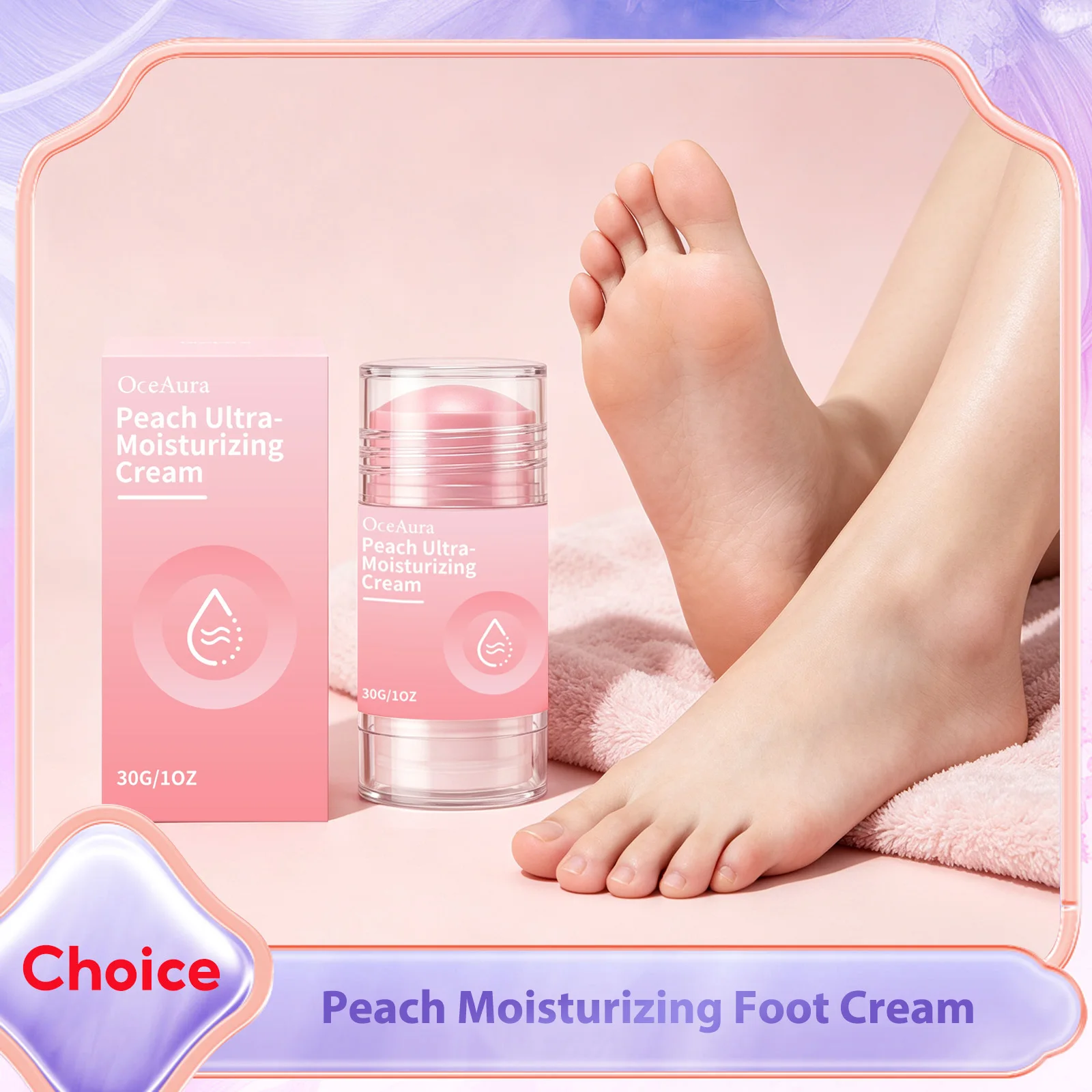 Foot Balm Stick Hydration Moisturizing Repairs Dry Cracked Feet Exfoliating Peach Scented Dead Skin Removal Nourishing Heel Balm