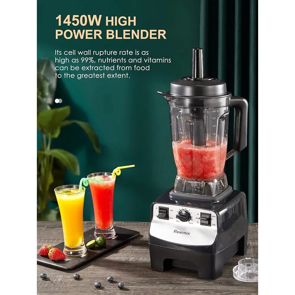 High Speed Blender Smoothie Maker 1450W Professional Countertop Juicer Meat Grinder 10 Speed Control BPA Free Tritan Container