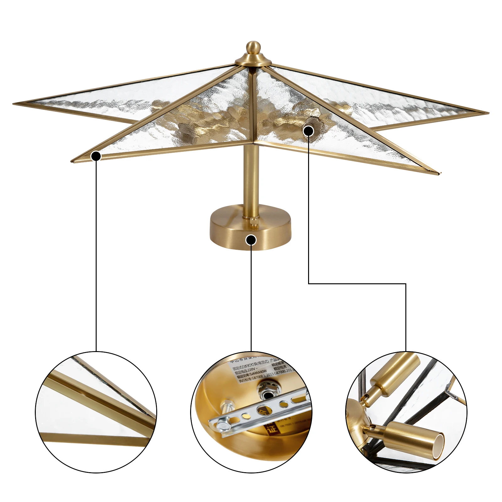 5 Light Quantity Star Ceiling Light, Gold Ceiling Light, Modern Creative Ceiling Light Fixture