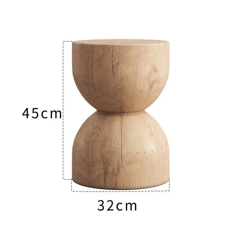 Solid Wood Stump Stool Rustic Round Log Side Table Nordic Home Decor Accent Footrest
