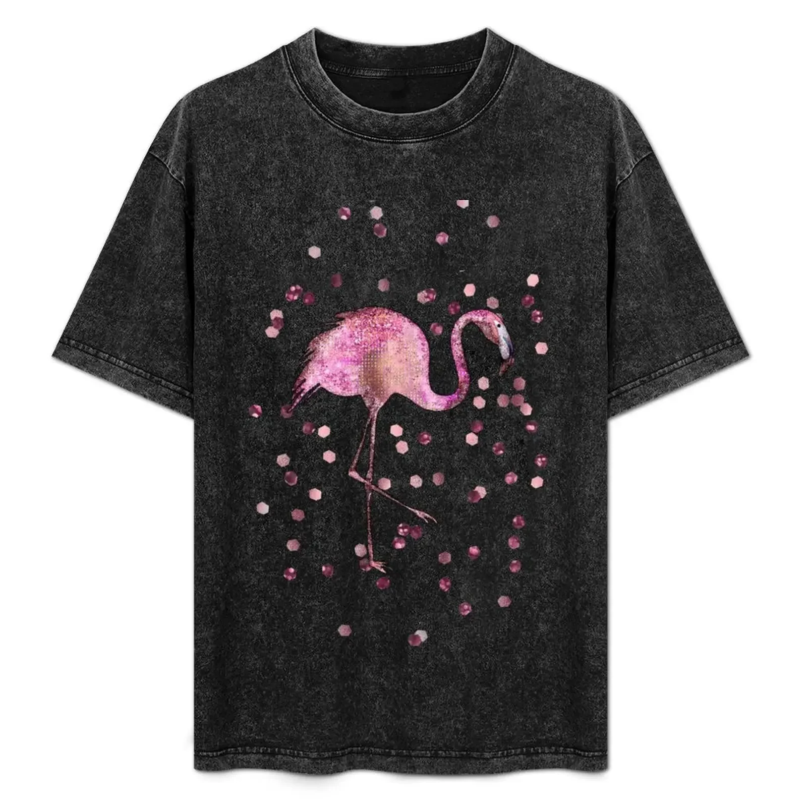 

Glamorous Flamingo pink and rose gold sparkle T-Shirt gifts for boyfriend cute tops mens clothing