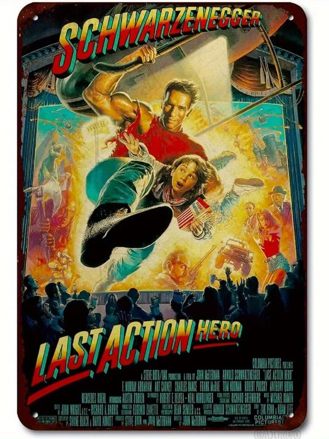 Panneau mural en métal de fer en pouces, affiche de film The Last Action Hero, Art mural rétro Vintage, décor de cinéma classique pour Home cinéma,