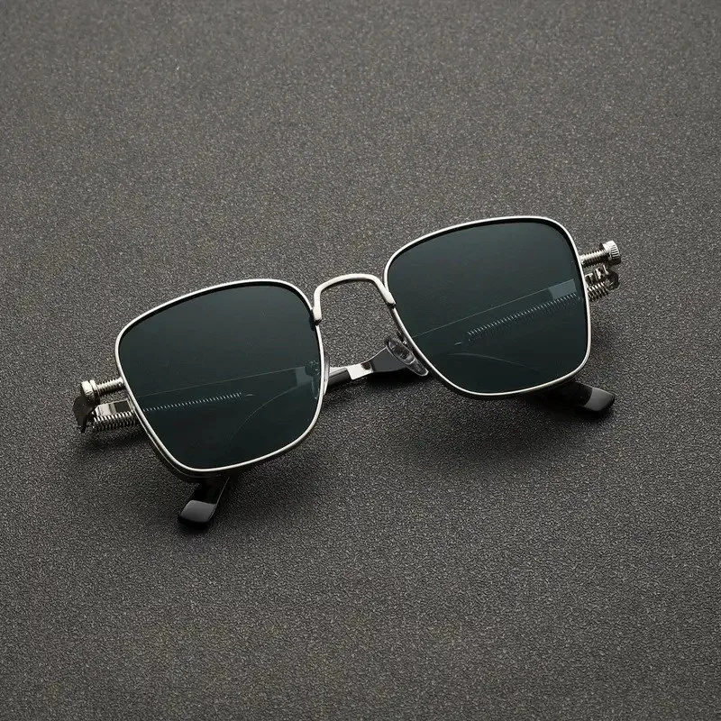 Steam Punk Sun Glasses Vintage Eyeglasses Square Metal Sunglasses Fashionable Versatile Unisex Eyewear Unique Statement Style
