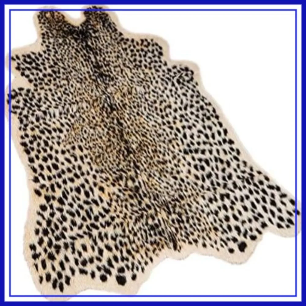 

Leopard Print Area Rug 5.2x6.5 ft Faux Fur Hide Carpet for Living Room Bedroom