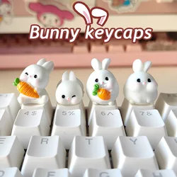 Animation PBT cartoon powder rabbit keycap cute girl gift doll cherry shaft mechanical keyboard keycap