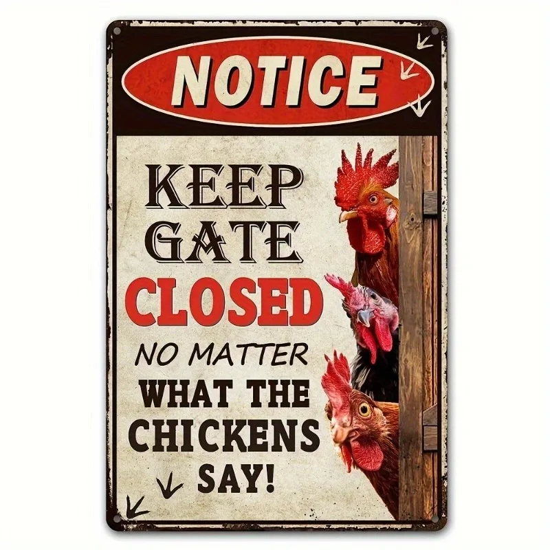2D Flat, Humorous Farmhouse Chicken Warning Sign - 
