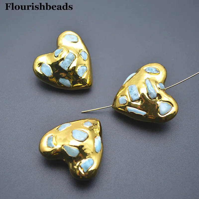 10pc Vergoldung Natürliche Weiße Herz Shell Pelar Kubische Herz Runde Form Perlen Für Halskette Armband Schmuck Machen