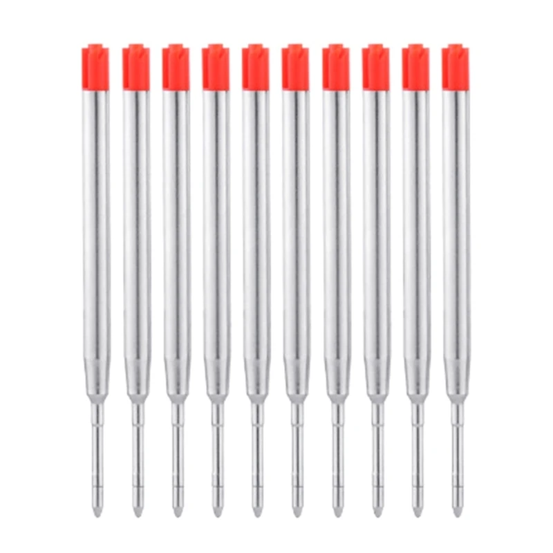 10ชิ้นโลหะเติมปากกาลูกลื่น,เติมหมึกสีดำ,เปลี่ยนปากกาเติม,ลูกจุดหมึกปากกาเติมสำหรับการเขียน