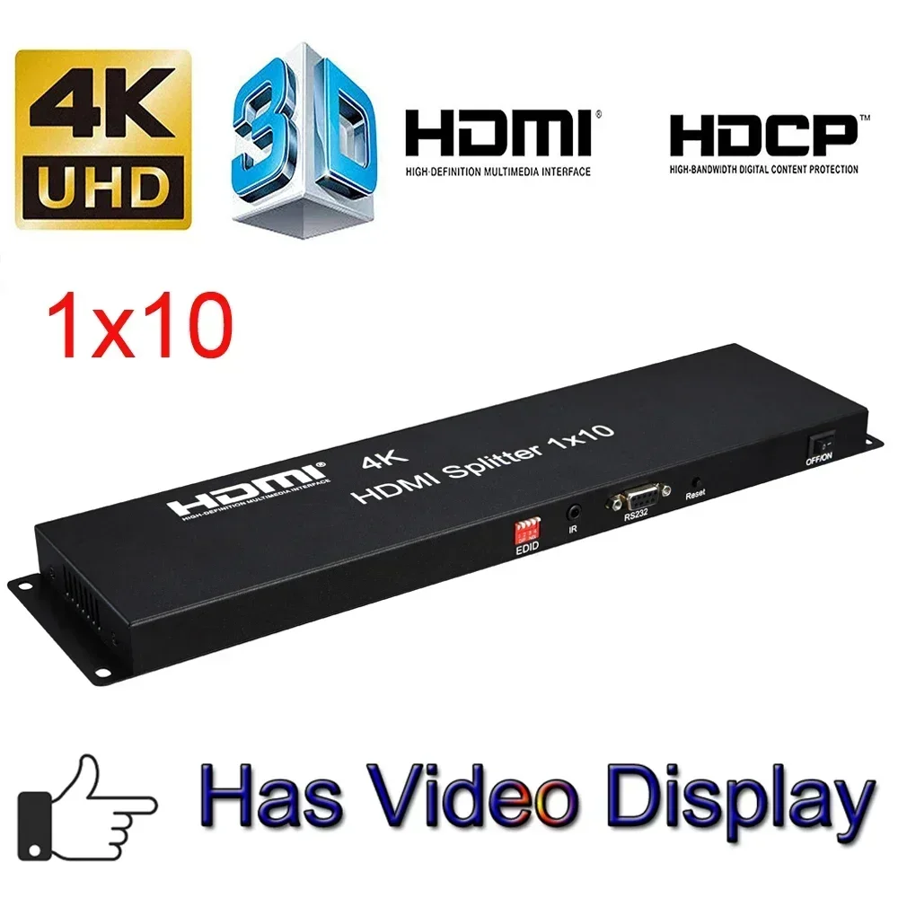 4K HDMI Splitter 1x10 or 1x8 1080P 60Hz Video Converter Distributor for PS4 Camera PC To Monitor Projector 10 Ways TV Display