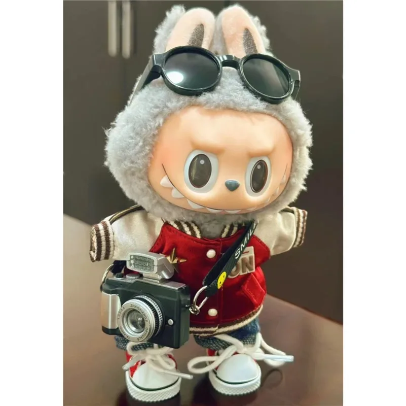 15 17cm Doll Outfit Clothes Accessories For Labubu Doll Denim Pants American Baseball Style Clothing Uniform Duck Tongue Hat
