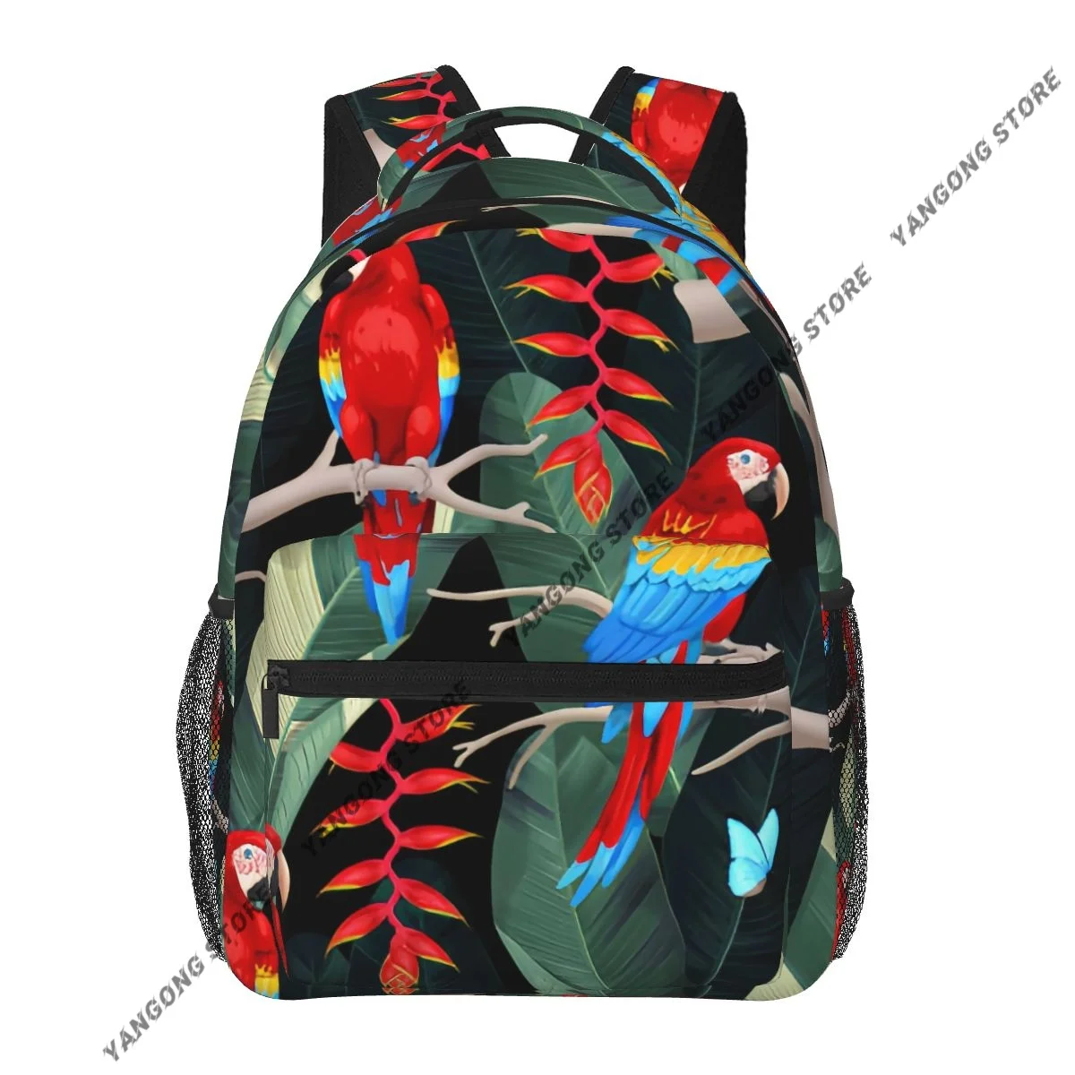 

2024 Универсальный женский рюкзак для путешествий с принтом попугаев и деревьев, повседневный школьный рюкзак для ноутбука, женская сумка для школы и повседневного использования