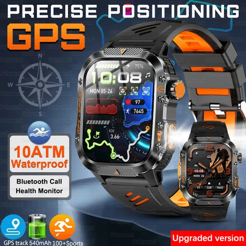 2025New GPS reloj inteligente para Xiaomi IOS brújula militar linterna Smartwatch hombres 10ATM impermeable 100 + modos deportivos BT llamada reloj