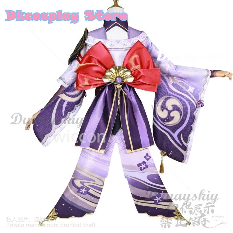 Anime Game Genshin Impact Cosplay Raiden Shogun Kostuum Japanse Kimono Lolita Jurk Pruik Schoenen Voor Vrouw Halloween Kerst