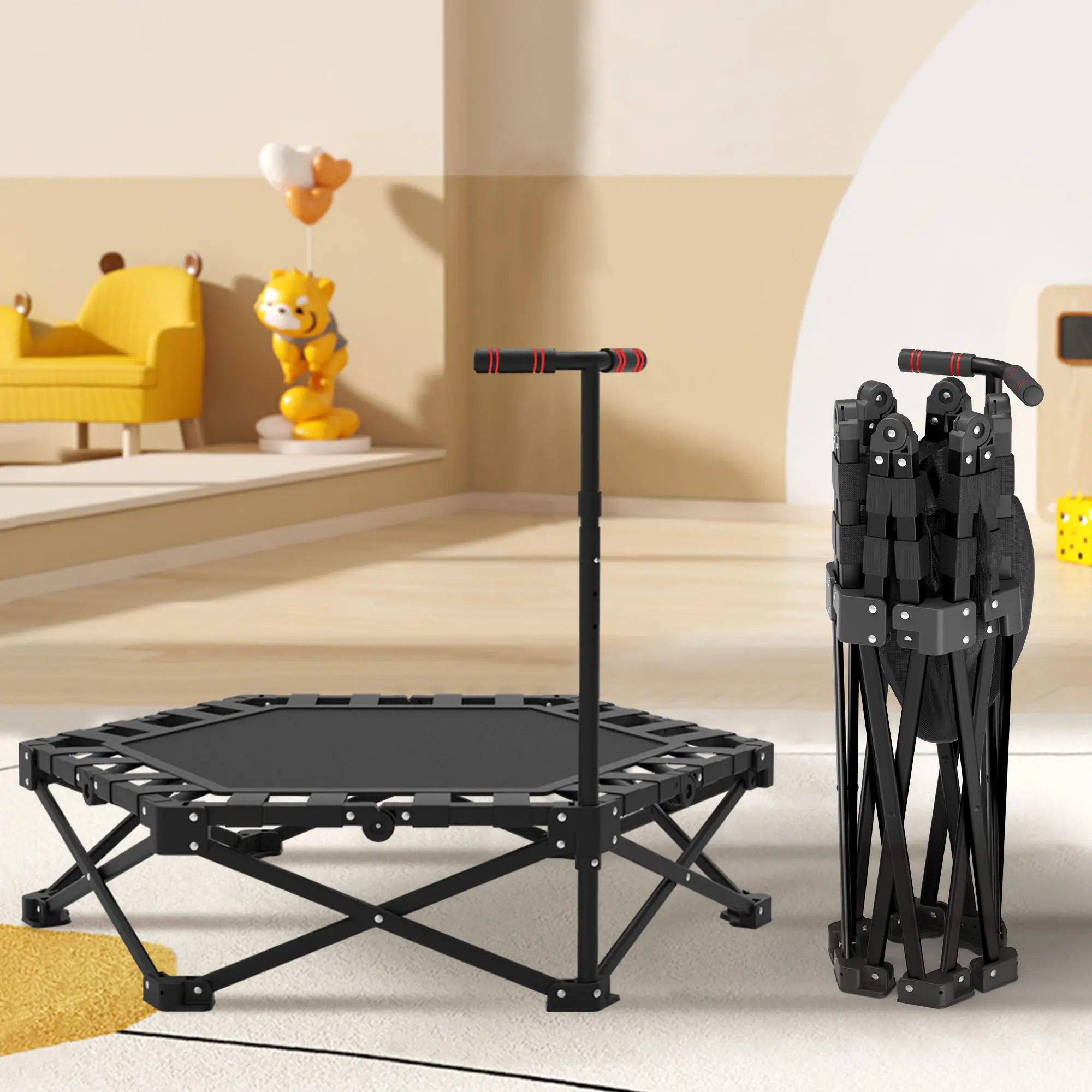 

Ultra Quiet Indoor Outdoor Fitness Trampoline Low Friction Aluminum Alloy Frame Safe For Jumping Sports