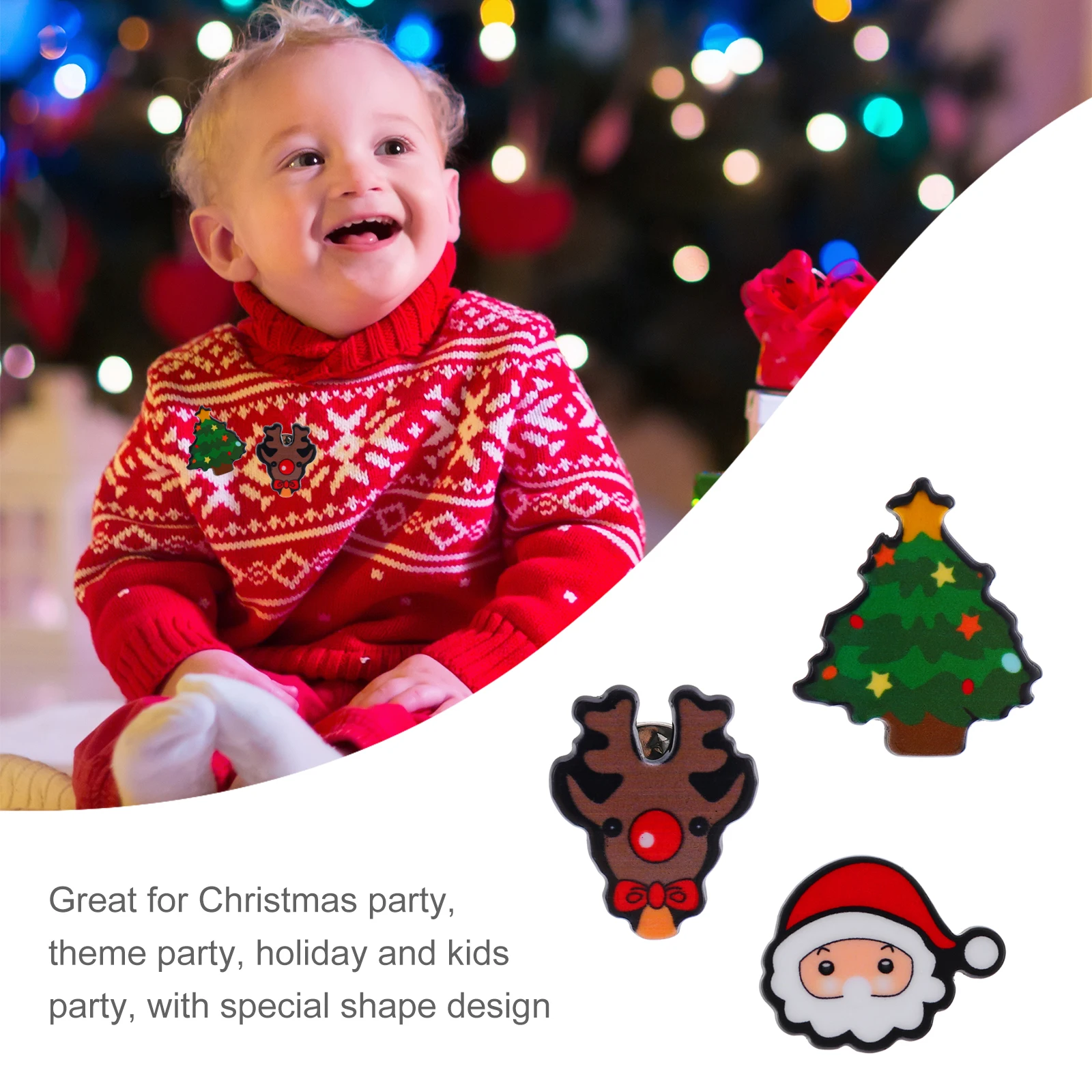 

8pcs Christmas Cartoon Badge Party Decor For Men Women Durable Holiday Gift (Mixed Christmas Stylish Styles)