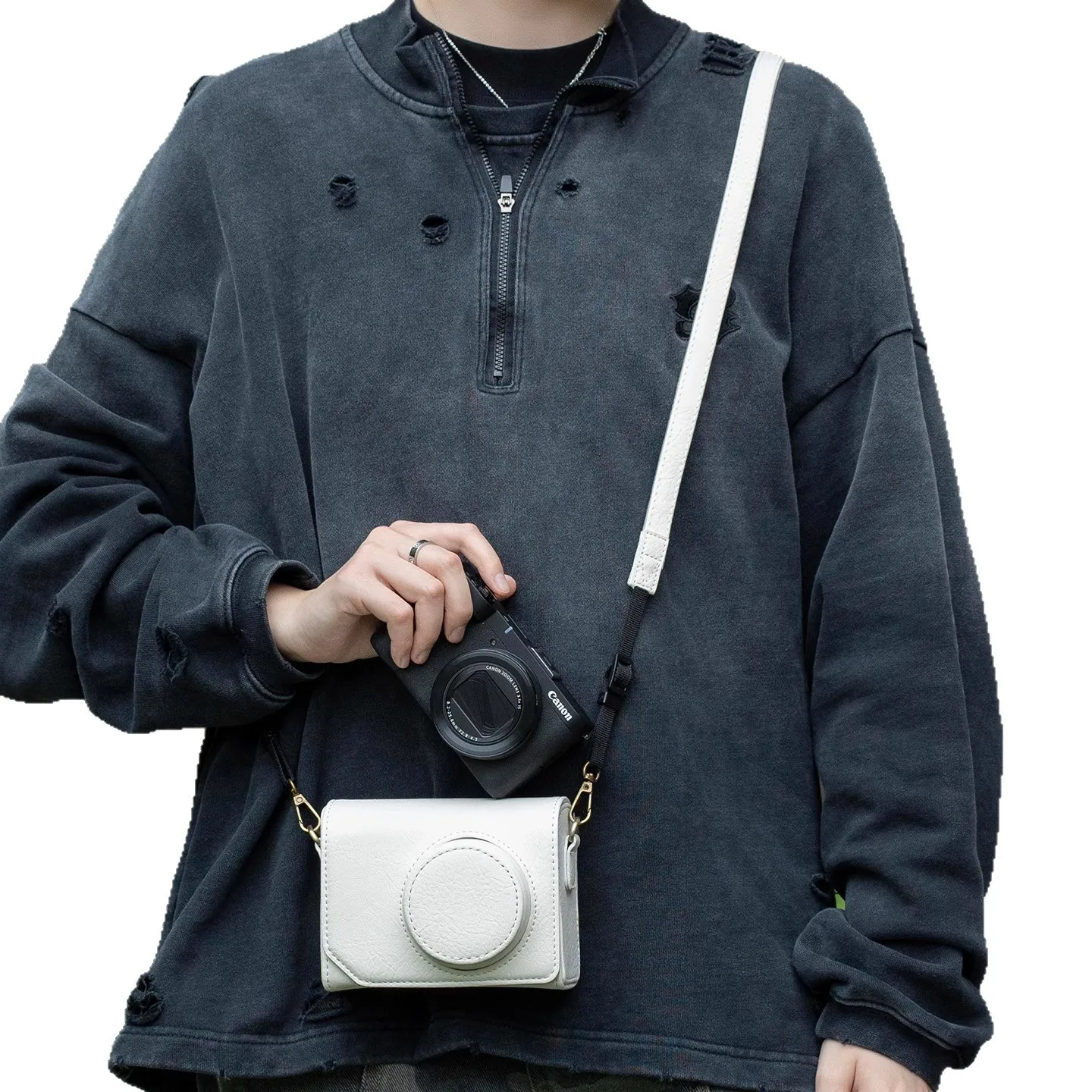 Camera bag for Sony zve10 leather case Canon V1 all-inclusive base PowerShot V1 small satchel