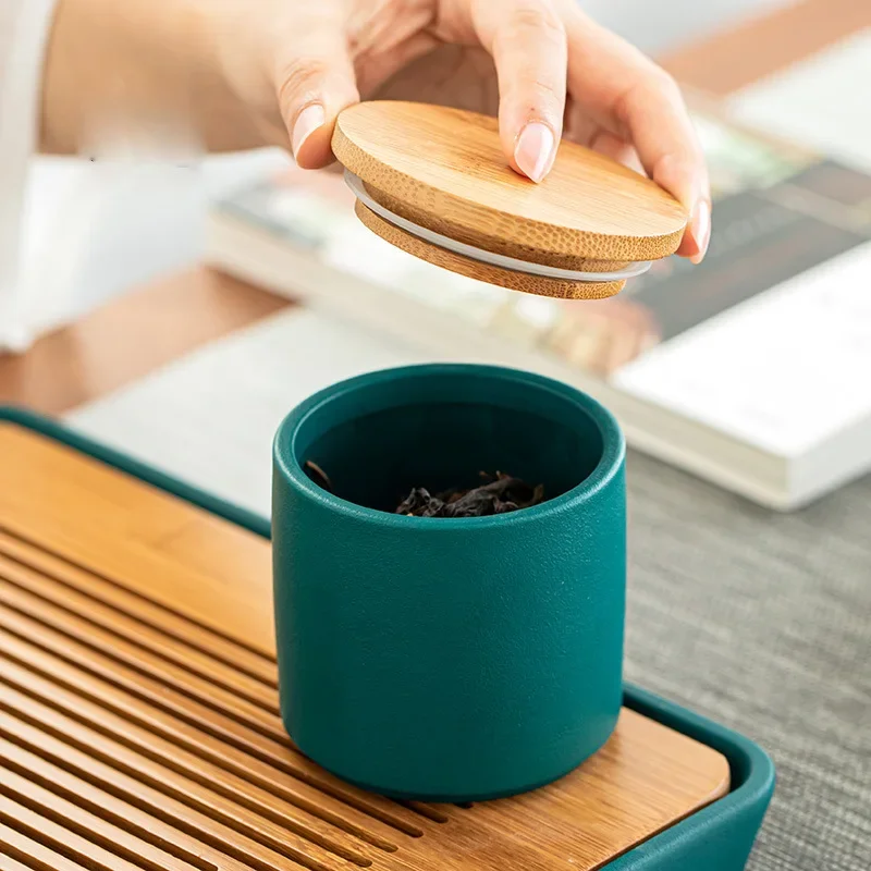 Mini Japanese Sealed Tea Box, Ceramic Container, Portable Travel Flower Tea Coffee Sugar, Storage Jars