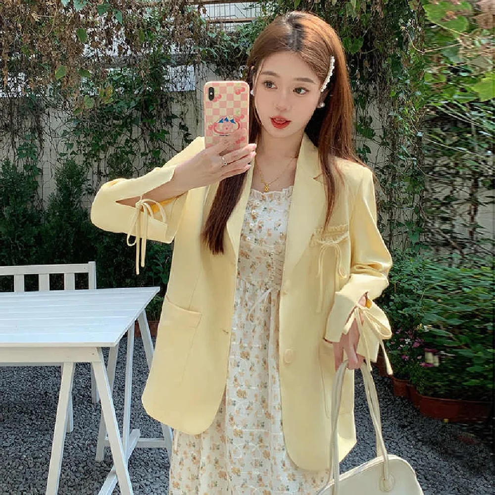 

Korea Version The Two-Button Suit Jacket Women'S Spring Autumn New Loose Slim Casual Design Long-Sleeved Top