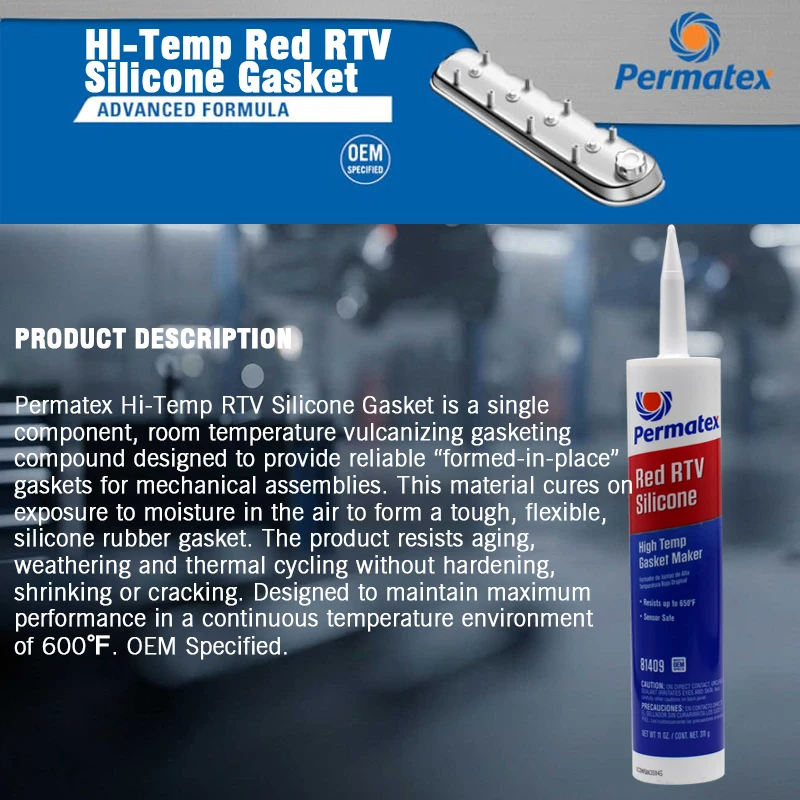 Permatex 26C/81409 High Temperature Resistant Red Automotive Adhesive Insulation Anti-Oxidation Gasket-Free Sealing Compound