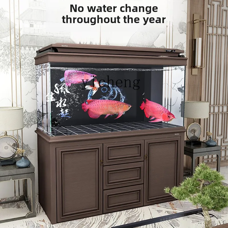 

ZC new fish tank large living room ultra-white glass aquarium bottom filter fish tank free of water change