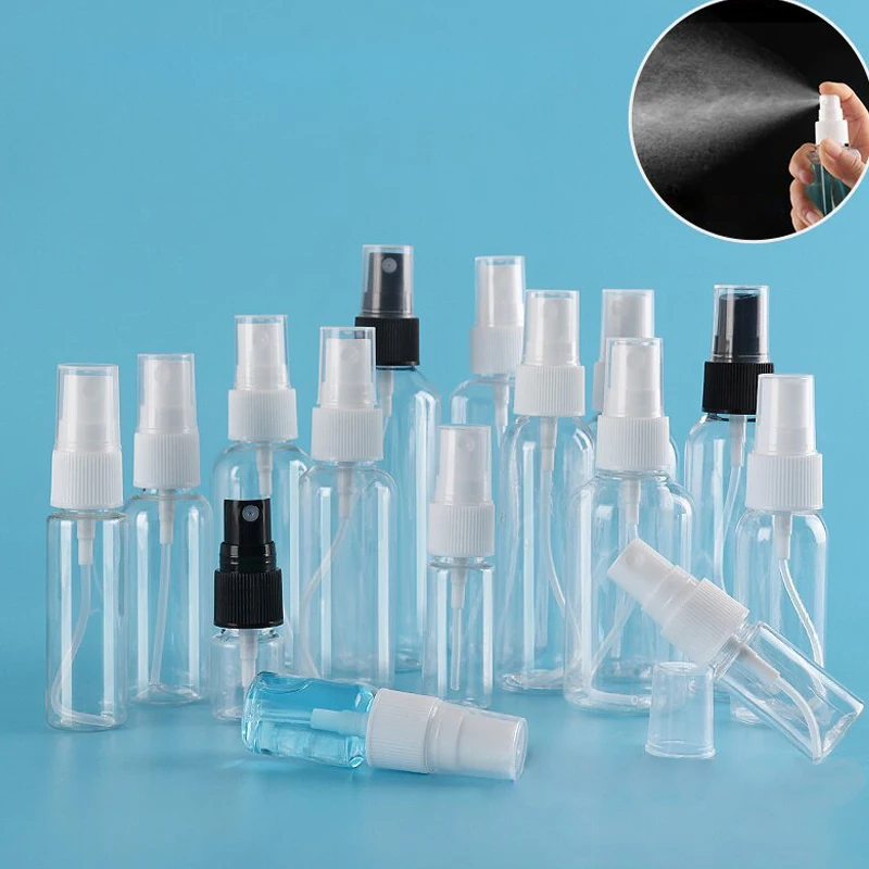 

50Pcs 10ml-250ml Small Plastic Travel Clear Refillable Bottles With Fine Mist Sprayer Pump 1-8oz Mini Perfume Atomizer Container