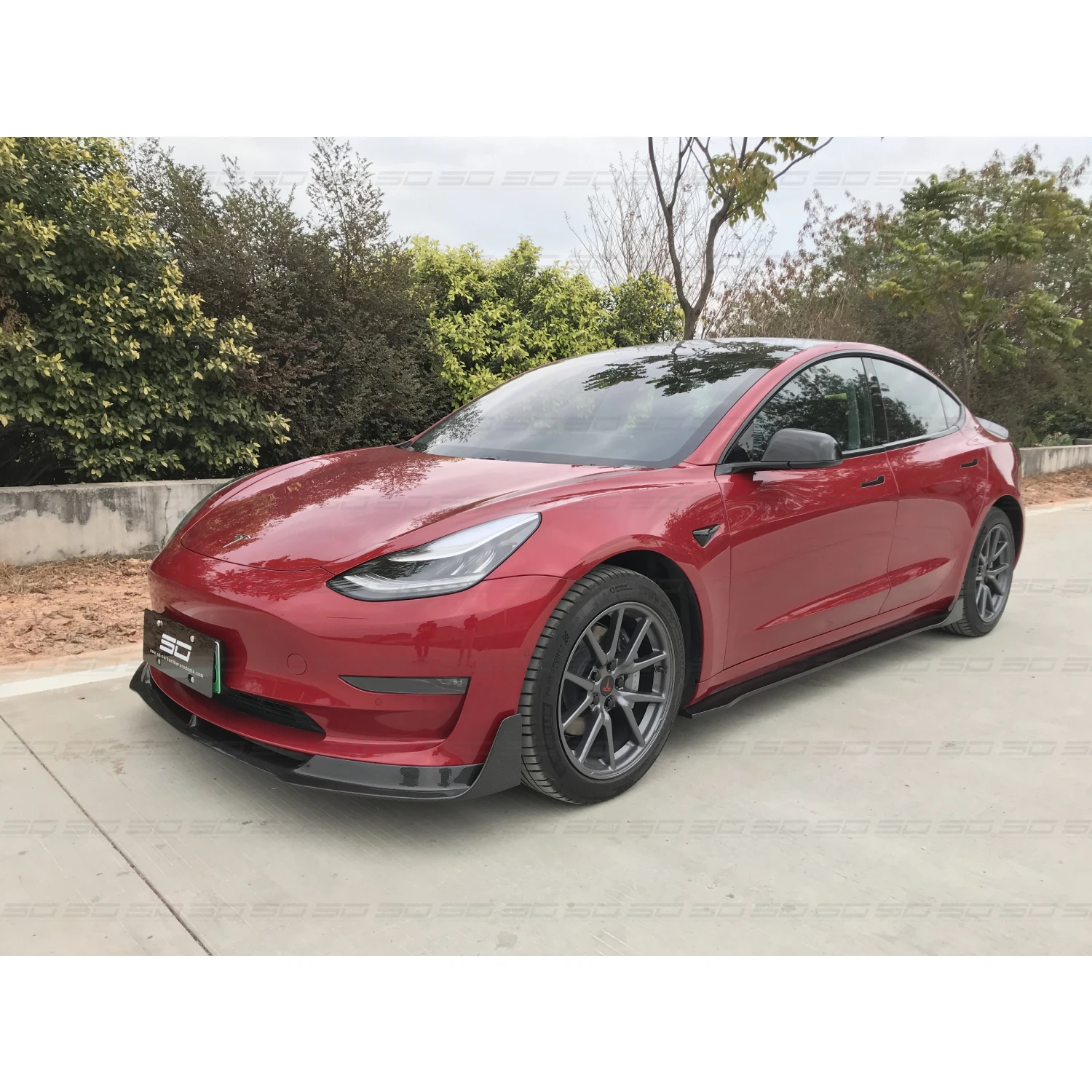 Nice Upgrade V Style Dry Carbon Fiber Body Kits For T Model 3