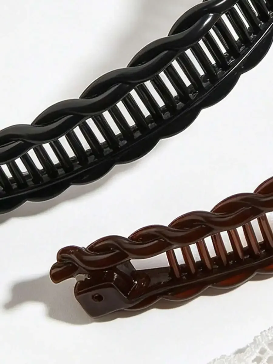 

2 Pcs Matte Large Solid Color Twisted Claw Hair Clips For Women