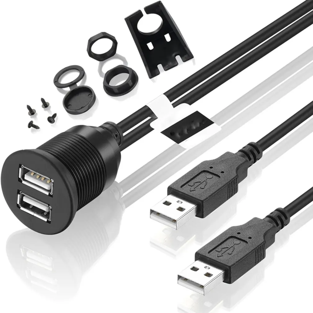 

Dual USB 2.0 Male to USB 2.0 Female Extension Cable With Flush Mount Panel For Car Truck Boat Motorcycle Dropshipping Wholesale