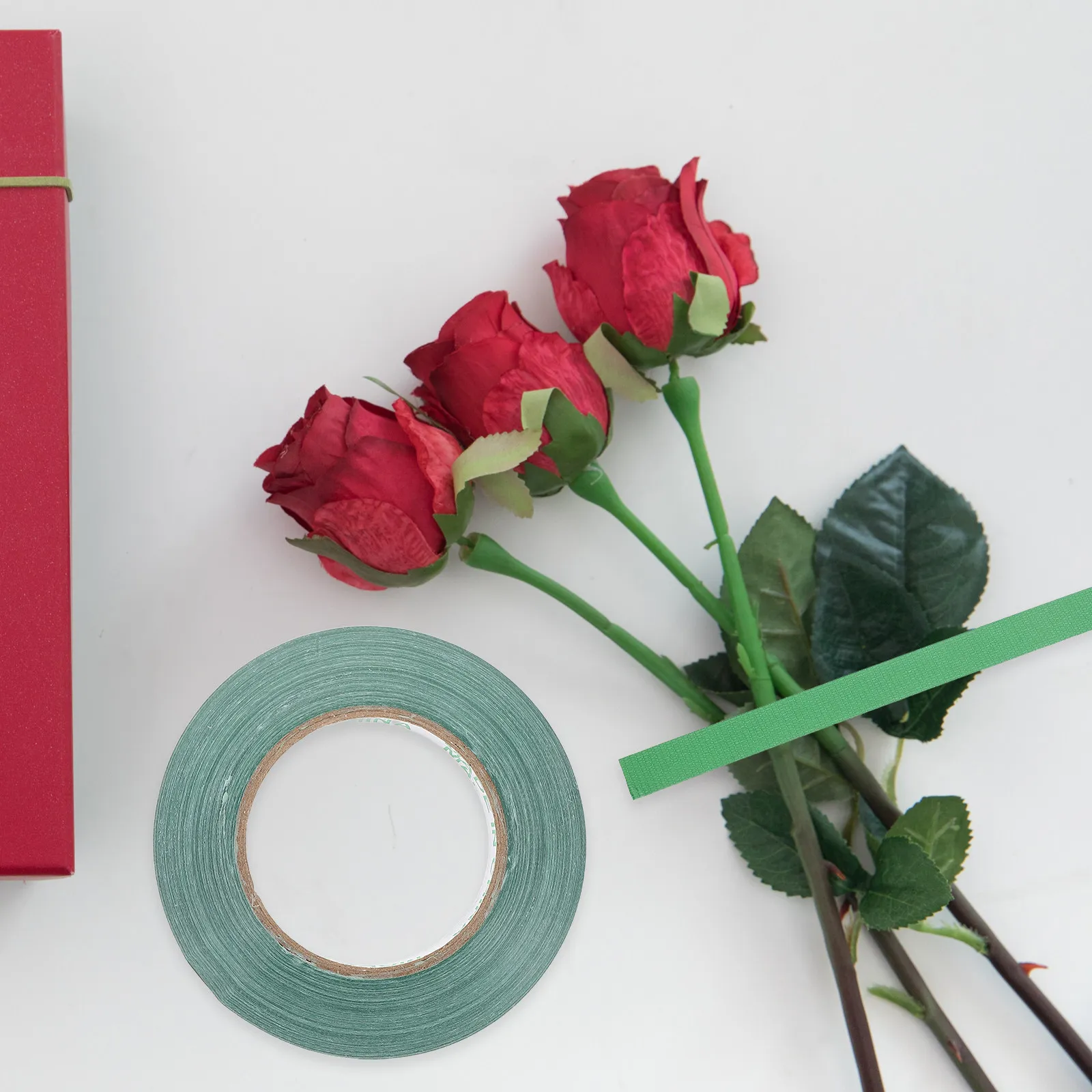 Green Floral Tape 1 Roll Waterproof Strong Adhesive Floristry Tape for Fresh Artificial Flowers Bouquet Making Vase Binding