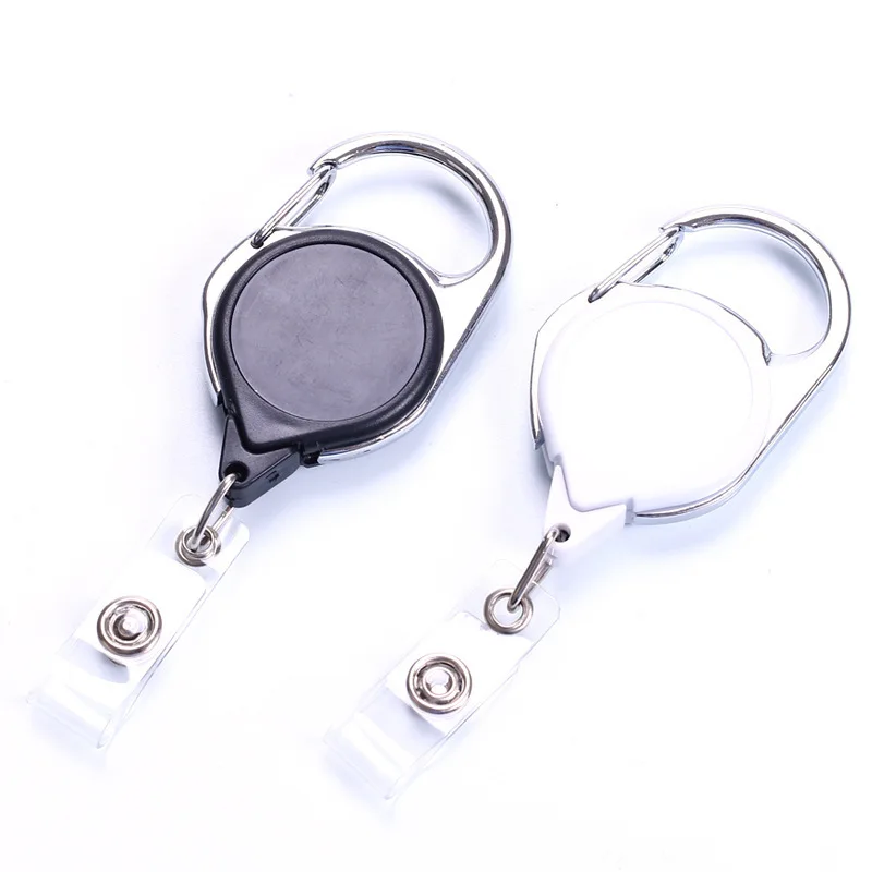 Heavy Anti Lost Yoyo Car Key Ring Waist Buckle Outdoor Zinc Alloy Carabiner for Staff Doctor Access Pass Retractable Badge Reel