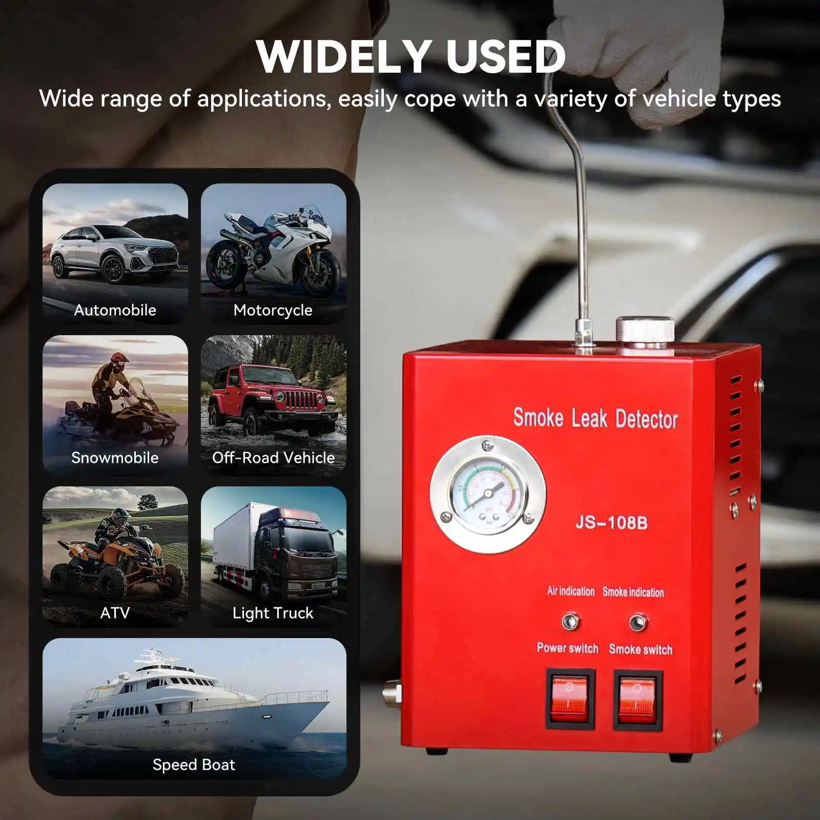 

Car Smoke Leak Detector EVAP Vacuum Leakage Diagnostic Tool DC12V Fuel Pipe Leak Locator Auto Leak Smoke Detector