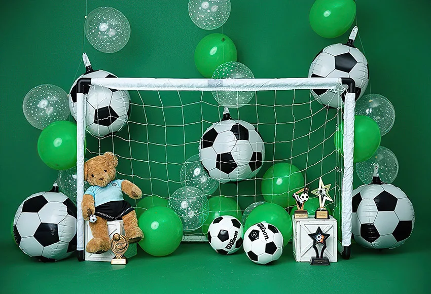 Football Sports Photography Background Soccer Green Balloons Boy Birthday Backdrop Party Decoration Kids Portrait Photo Studio