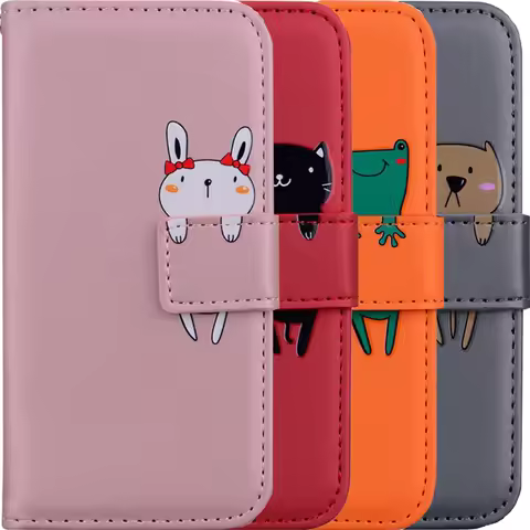 Cute Animal Style Wallet Case For Samsung Galaxy A21S A22 A23 A24 A25 A32 A33 A34 A35 5G Woman Card Slots Protect Cover #SAA