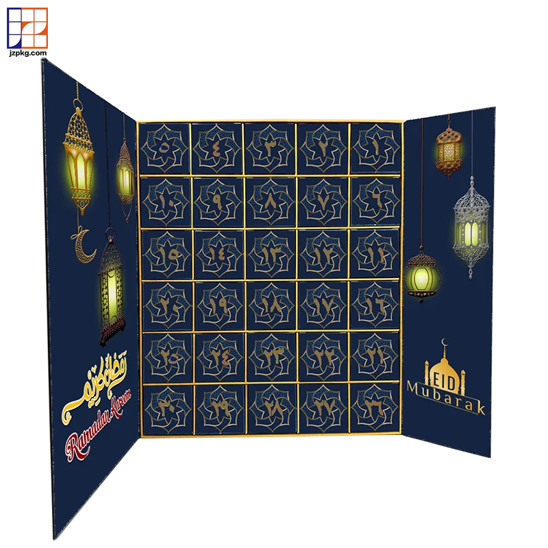 Luxury 30 Days Ramadan Advent Calendar Mystery Gift Box with Foil Specifications for Muslim Cosmetic Makeup Surprise