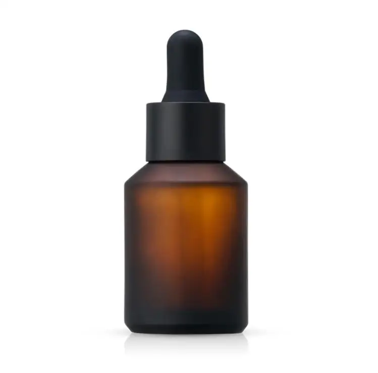 

200pcs 30ml Frosted Amber Slanted Shoulder Skin Care Packaging Serum Essential Oil Glass Bottle with Matte Black Dropper SN1821