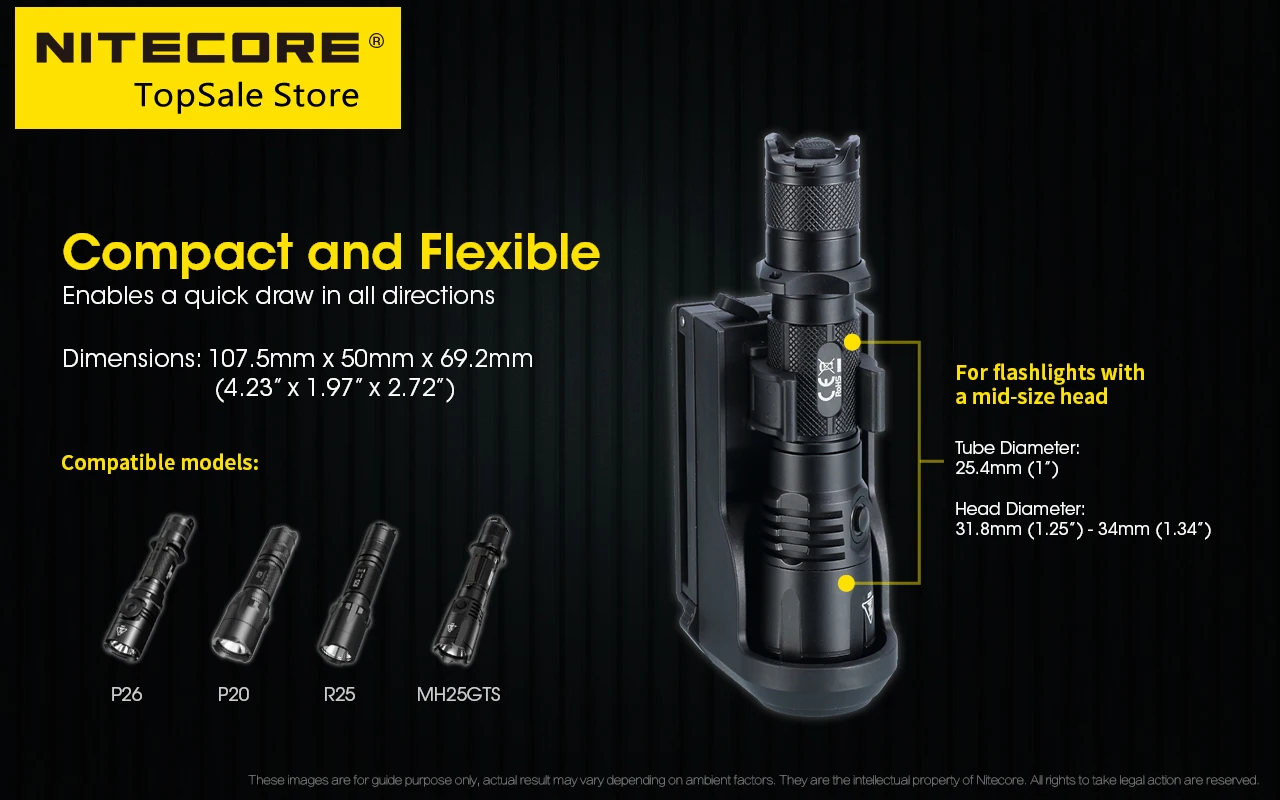 Imagem -06 - Nitecore-tactical Lanterna Holster 360 ° Torch Mount Holder Spotlight para P26 P20 R25 Mh25gts a Aplicação da Lei de Dever Nth25 Venda