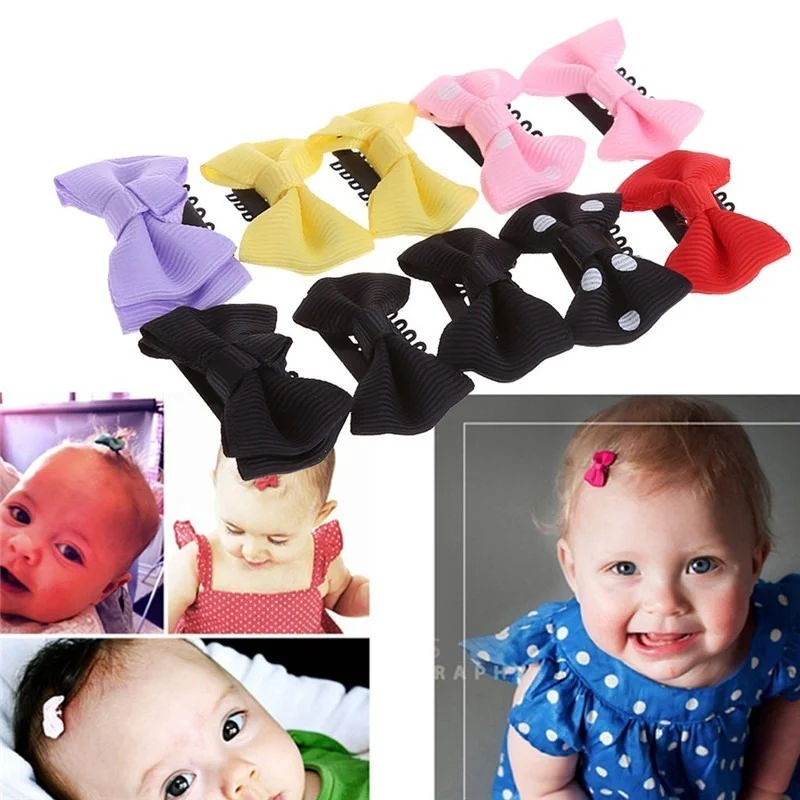 10/20Pcs Candy Color Baby Mini Small Bow Hair Clips Safety Hair Pins Barrettes for Children Girls Kid Hair Accessories Wholesale