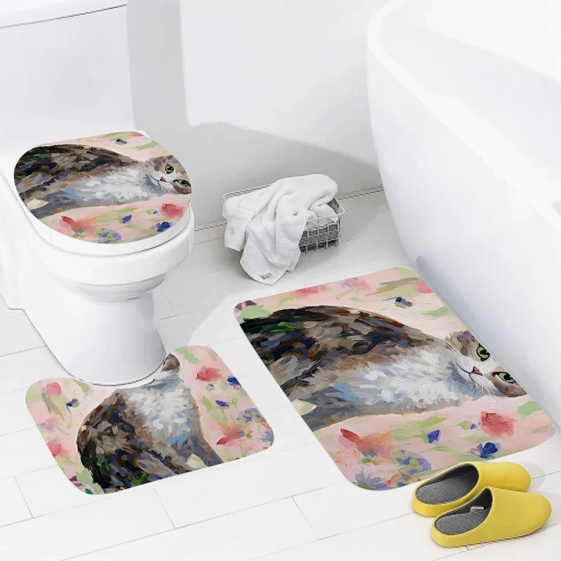 Floor Mats for Home Bathroom, Estilo animal, Tapete de banho, Acessórios modernos, Tapete Anime, Tapete de vaso sanitário, Tapete antiderrapante para banheira, aaaa