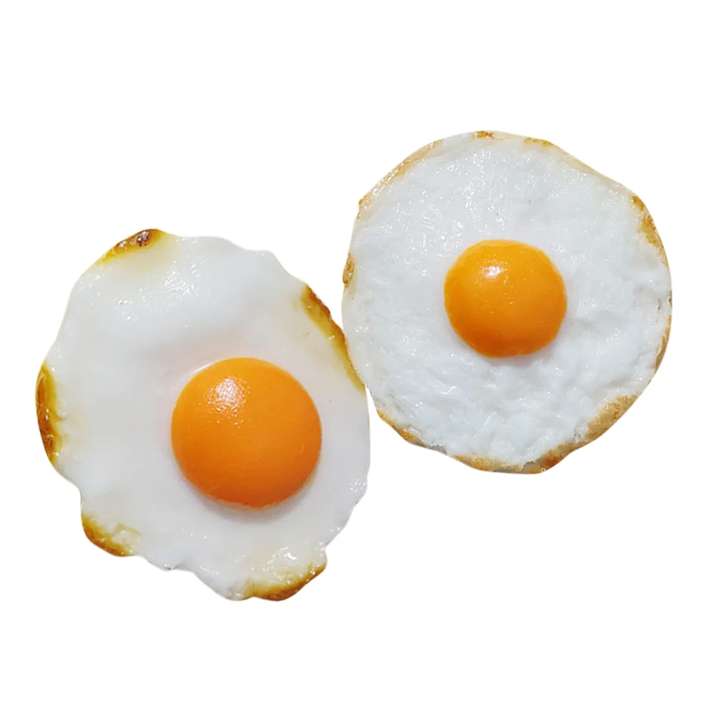 2Pcs Simulation Food Model Fake Food Fried Egg Ornament Kitchen Fake Fried Egg Photo Prop fake food realistic