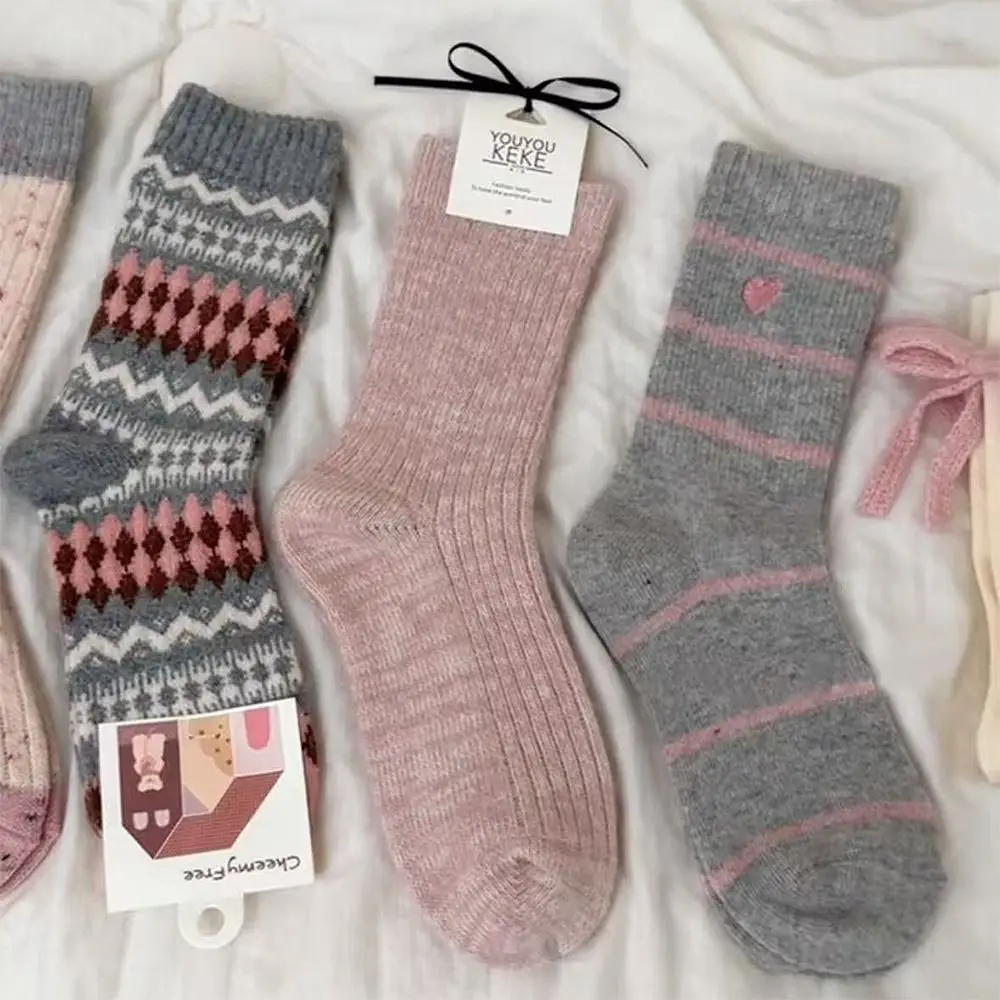 جوارب مريحة سميكة على شكل فيونكة دافئة ومتعددة الاستخدامات، جوارب طويلة من الصوف لخريف وشتاء
